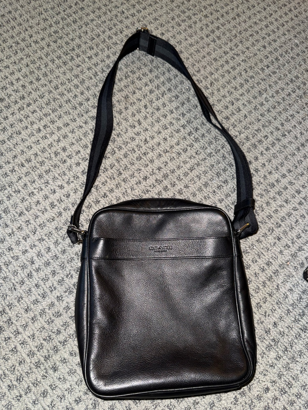 COACH Charles Flight Bag Smooth Leather Messenger Bag F54782 Black Travel bag